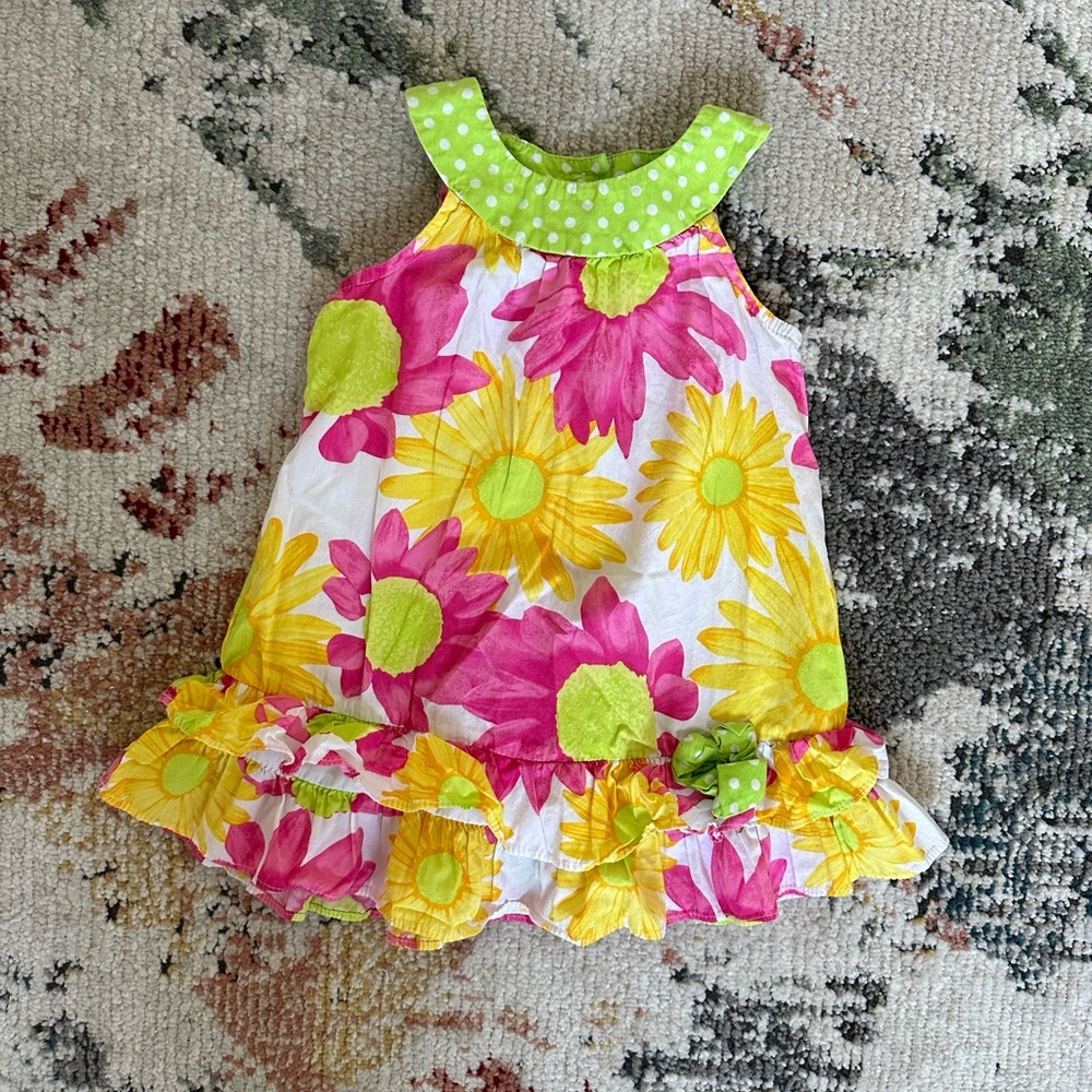 Boutique Jessica Ann Baby Toddler Girls Retro Floral Spring Summer Sundress - Picture 5 of 7